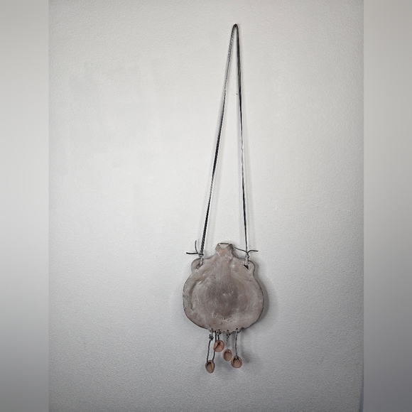 Vintage Ceramic Bag Wall Art, Medicine Bag Leather Straps Tribal Wall Art Rustic - Picture 7 of 12